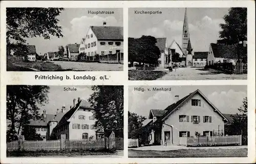 Ak Prittriching in Oberbayern, Kirche, Hauptstraße, Schule, Handlung