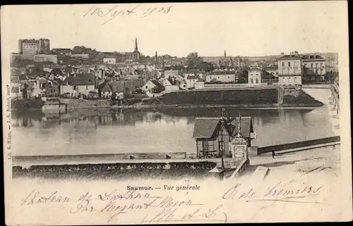 Ak Saumur Maine et Loire, vue générale, Flusspartie, Panorama
