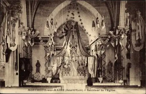 Ak Montreuil sur Maine Maine-et-Loire, Interieur de l'Eglise