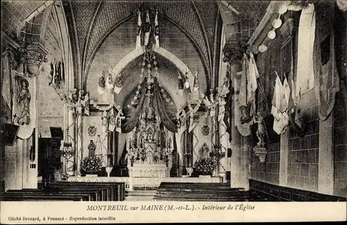 Ak Montreuil sur Maine Maine-et-Loire, Interieur de l'Eglise