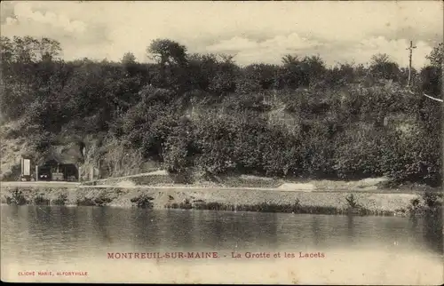 Ak Montreuil sur Maine Maine-et-Loire, La Grotte, Les Lacets