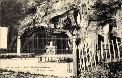 Ak Montreuil sur Maine Maine-et-Loire, Grotte de Lourdes