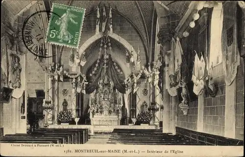 Ak Montreuil sur Maine Maine-et-Loire, Interieur de l'Eglise