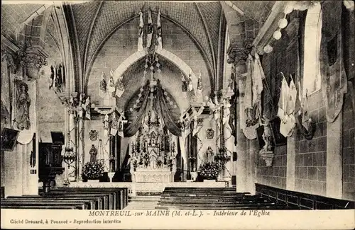Ak Montreuil sur Maine Maine-et-Loire, Interieur de l'Eglise
