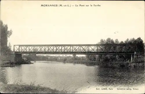 Ak Morannes Maine et Loire, Le Pont sur la Sarthe