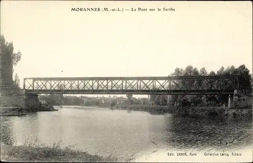 Ak Morannes Maine et Loire, Le Pont sur la Sarthe