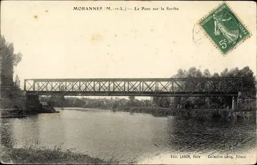 Ak Morannes Maine et Loire, Le Pont sur la Sarthe