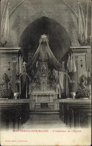 Ak Montreuil sur Maine Maine-et-Loire, L'Interieur de l'Eglise