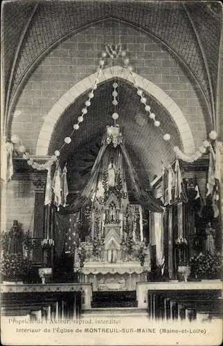 Ak Montreuil sur Maine Maine-et-Loire, L'Interieur de l'Eglise