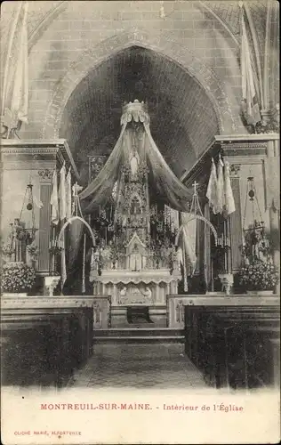 Ak Montreuil sur Maine Maine-et-Loire, L'Interieur de l'Eglise