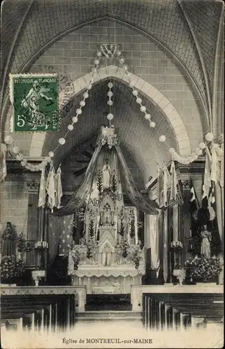 Ak Montreuil sur Maine Maine-et-Loire, L'Interieur de l'Eglise