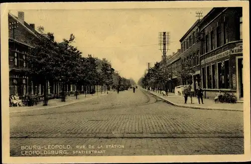 Ak Bourg Leopold Leopoldsburg Flandern Limburg, Rue de la Station, Statiestraat