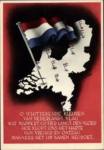 Landkarten Ak O schitterende Kleuren van Nederlands Vlag, Flagge, Patriotik Niederlande, 2. WK