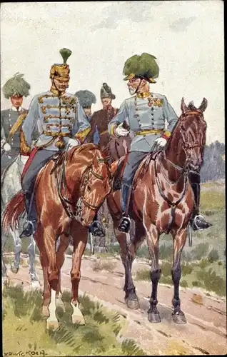 Künstler Ak Koch, Ludwig, Kuk Heer, Offiziere zu Pferde