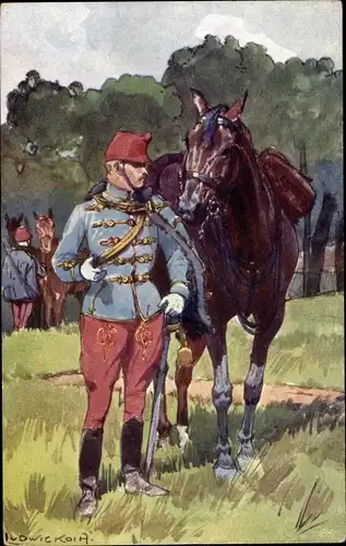 Künstler Ak Koch, Ludwig, Kuk Heer, Soldat mit seinem Pferd
