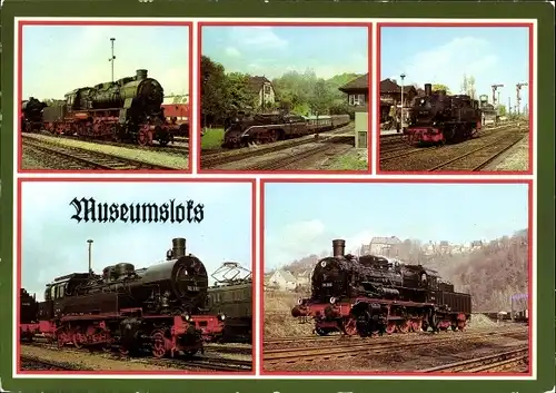 Ak Deutsche Eisenbahn, Museumloks, Dampflok, 58 261, 18 201, 74 1230, 93 230, 38 205