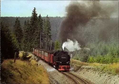Ak Harzquerbahn, Dampflokomotive, Benneckenstein, Deutsche Eisenbahn