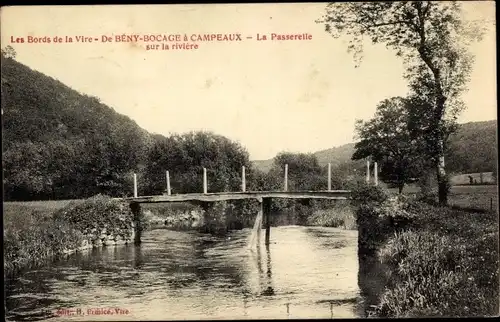 Ak Le Bény Bocage Calvados, La Passerelle sur la riviere