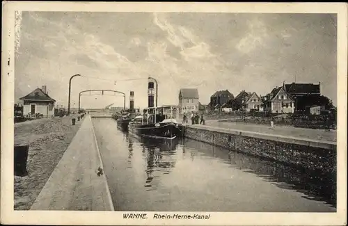 Ak Wanne Herne im Ruhrgebiet, Rhein Herne Kanal, Dampfer