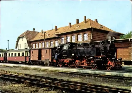 Ak Ostseebad Kühlungsborn, Bahnhof West, Deutsche Lokomotive, Bäderbahn Molli