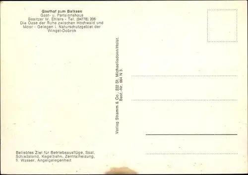 Ak Seemoor Wingst in Niedersachsen, Gasthof zum Balksee