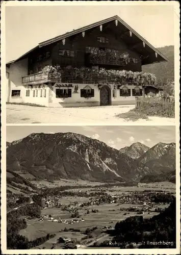 Ak Ruhpolding in Oberbayern, Gesamtansicht, Rauschberg, Gasthof