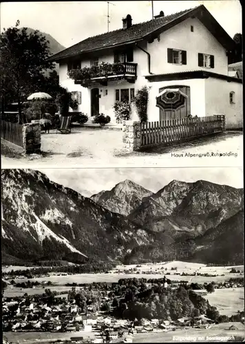 Ak Ruhpolding in Oberbayern, Gesamtansicht, Haus Alpengruß