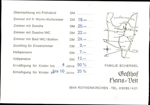 Ak Rothenkirchen Pressig in Oberfranken, Kirche, Gesamtansicht, Gasthof Hans Veit