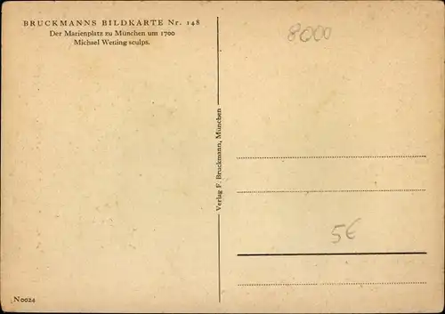 Künstler Ak Wening, Michael, München Bayern, Markt in München, Marienplatz um 1700