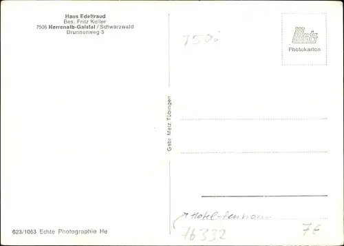 Ak Gaistal Bad Herrenalb im Schwarzwald, Haus Edeltraud, Brunnenweg 3