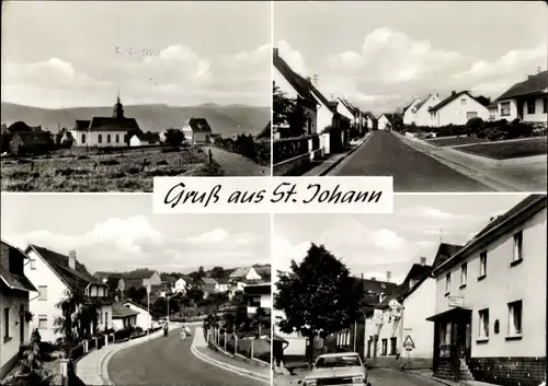 Ak Sankt Johann Rheinhessen, Gesamtansicht, Kirche, Straßenpartie