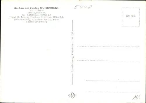 Ak Roth bei Kastellaun im Hunsrück, Pension Deimerbach