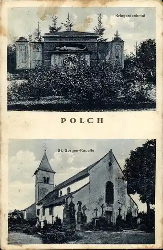 Ak Polch in Rheinland Pfalz, Kriegerdenkmal, St. Görgen-Kapelle