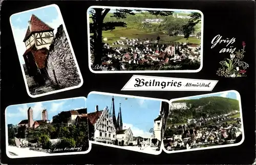 Ak Beilngries im Altmühltal Bayern, Schloss, Panorama vom Ort, Kirchturm