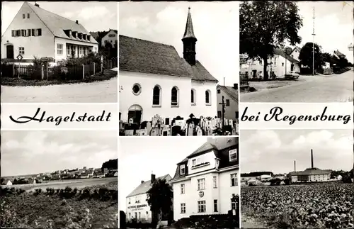 Ak Hagelstadt in Bayern, Ortsansichten, Kirche, Fluss, Straßenpartie