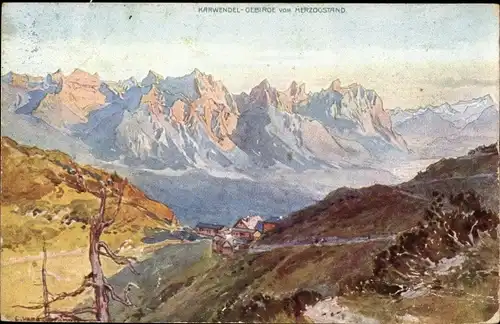 Künstler Ak Compton, Edward Harrison, Mittenwald in Oberbayern, Gebirge vom Herzogstand