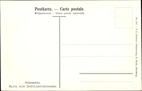 Künstler Ak Kley, Heinrich, Nürnberg in Mittelfranken, Blick vom Spittlertorgraben auf die Stadt