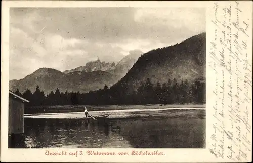 Ak Berchtesgaden in Oberbayern, Blick auf Watzmann vom Böckelweiher