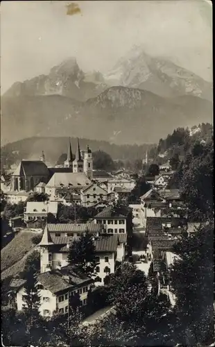 Ak Berchtesgaden in Oberbayern, Blick auf den Ort, Watzmann