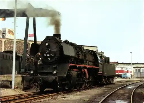Ak Dampflokomotive, Dampflokomotive BR 50.35, 50 3571-2, Bw Rostock