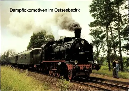 Ak Dampflokomotive, BR 38.2, 38 205, Im Ostseebezirk, Fahrt Rostock Güstrow 1980