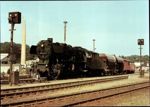 Ak Eisenbahn, Dampflokomotive, BR 50.00 im Bahnhof Bad Doberan, 1980