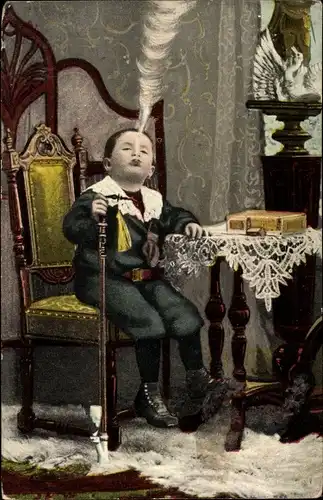 Ak Junge raucht eine Pfeife