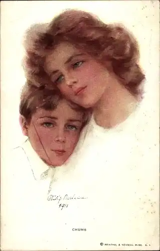 Künstler Ak Boileau, Philip, Chums, Kinder, Mädchen und Junge