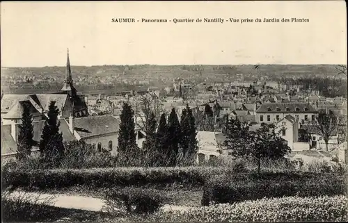 Ak Saumur Maine et Loire, Panorama, Quartier de Nantilly, vue prise du Jardin des Plantes