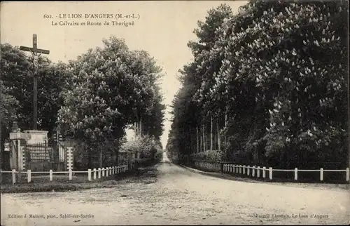 Ak Le Lion d'Angers Maine et Loire, Le Calvaire et Route de Thorigné