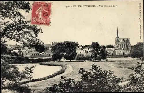 Ak Le Lion d'Angers Maine et Loire, Vue prise du Parc