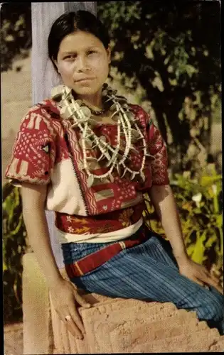 Ak Chichicastenango Guatemala, Native Woman, Frau mit Halsschmuck