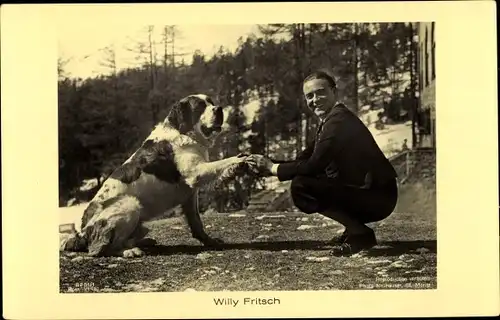 Ak Schauspieler Willy Fritsch mit Bernhardiner