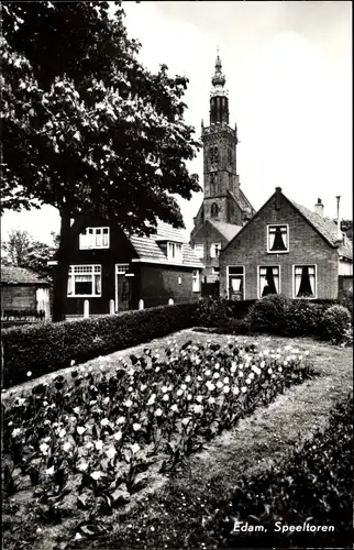 Ak Edam Nordholland Niederlande, Speeltoren, Tulpen